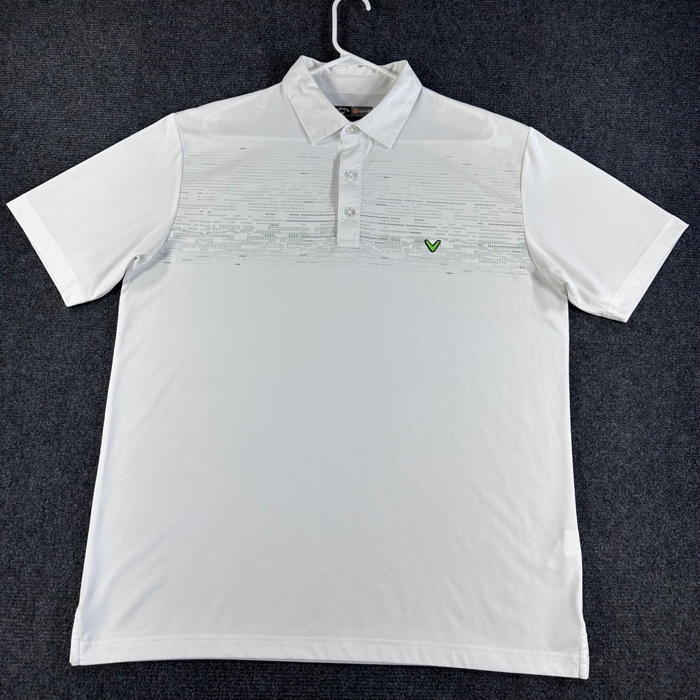 Callaway Mens Opti-Dri Golf Polo Shirt White Green Digital Graphic Large L - Picture 3 of 13